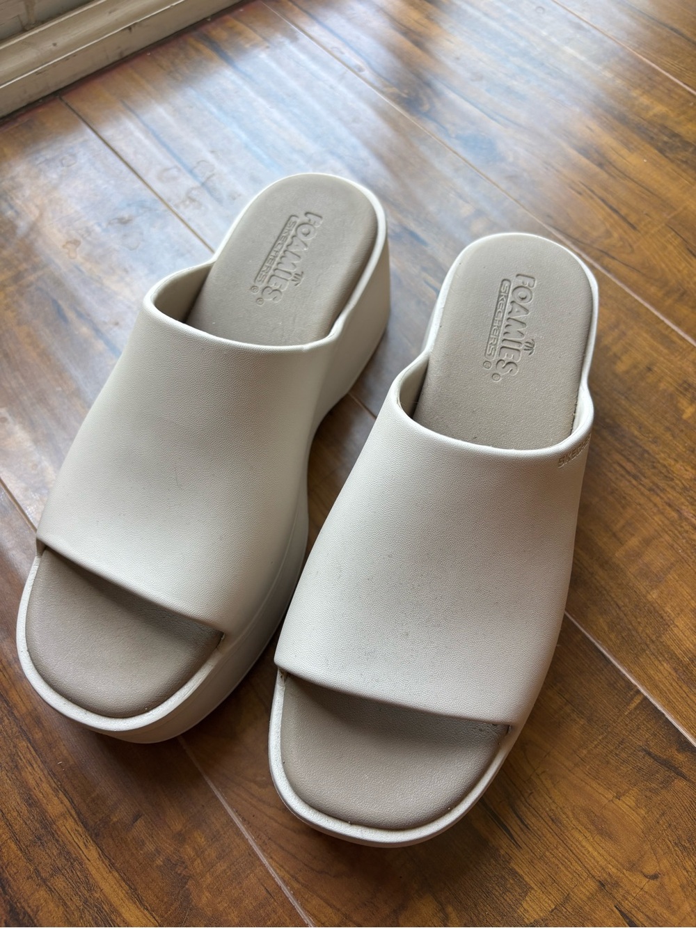 Women's Beige Slide Sandals - Platform Comfort